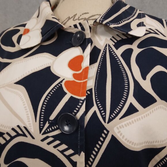 Chico's | Tropical Floral Print Cotton Jacket Navy Orange | Size XL - Picture 3 of 9